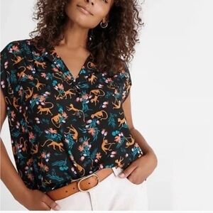 Maeve Anthropologie Safari Monkey Button Down Top Medium